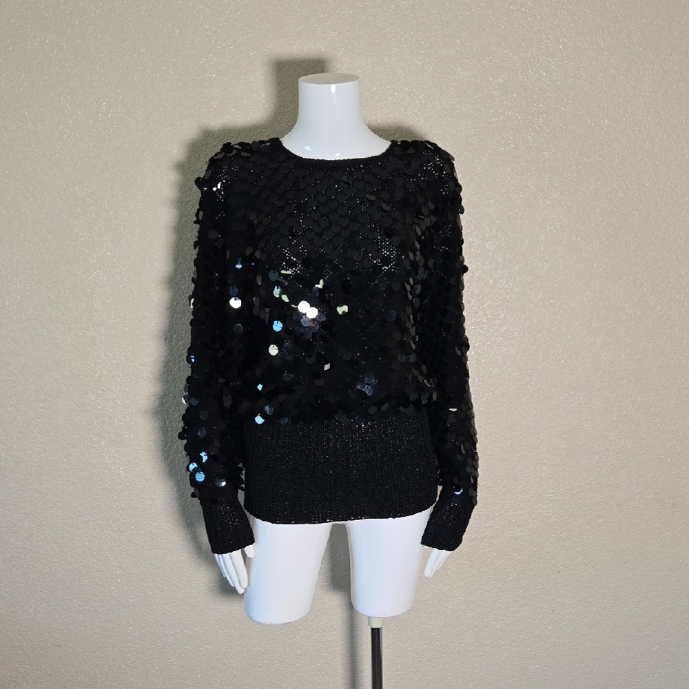 Chic Black Sequin Women's Blouse - Picture 3 of 10